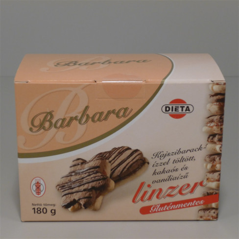 Vásároljon Barbara gluténmentes kajszis kakaós vaníliás linzer 180g terméket - 904 Ft-ért