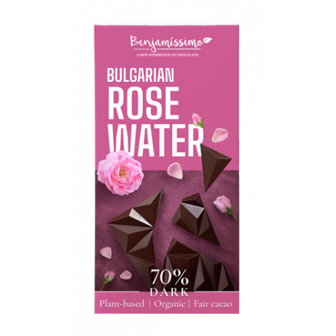 BENJAMISSIMIO BIO VEGÁN FEKETE CSOKOLÁDÉ BOLGÁR RÓZSAVÍZZEL 60 G
