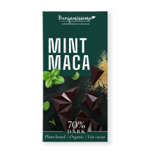 BENJAMISSIMIO BIO VEGÁN FEKETE CSOKOLÁDÉ MENTÁS MACA PORRAL 60 G