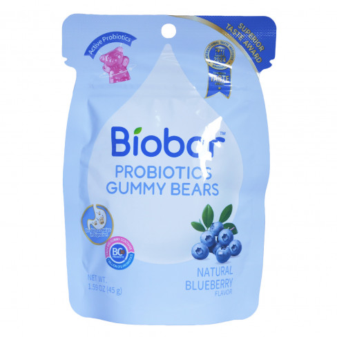 BIOBOR GUMICUKORKA PROBIOTIKUMOS BAKTÉRIUMTÖRZSEKKEL ÁFONYA ÍZŰ 45 G