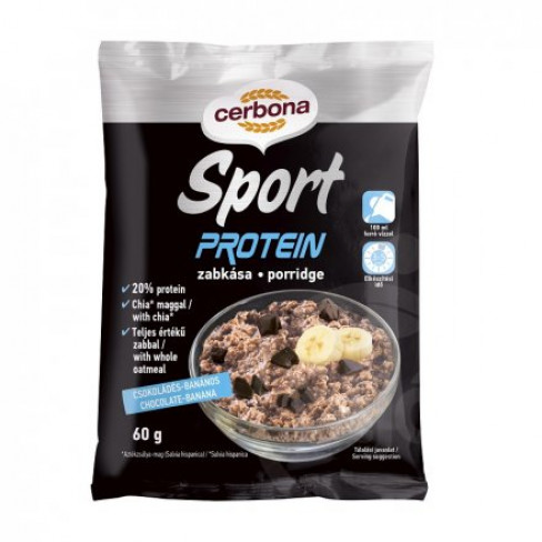 Vásároljon Cerbona sport protein csokis-banános zabkása édesítőszerrel 60 g terméket - 221 Ft-ért