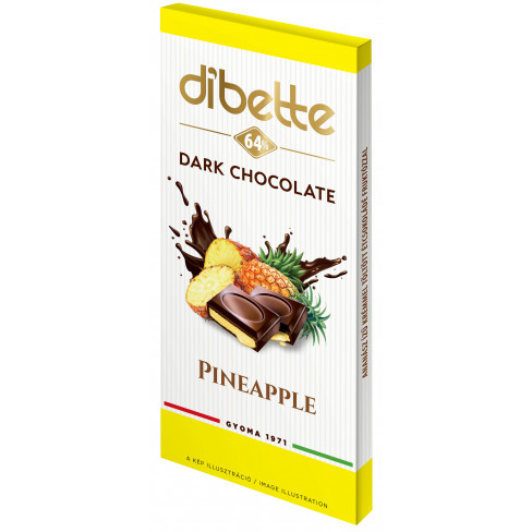 Vásároljon Diabette töltött étcsokoládé ananász 80g terméket - 623 Ft-ért