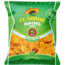 EL SABOR BIG NACHO CHIPS GLUTÉNMENTES JALAPENO 225 G