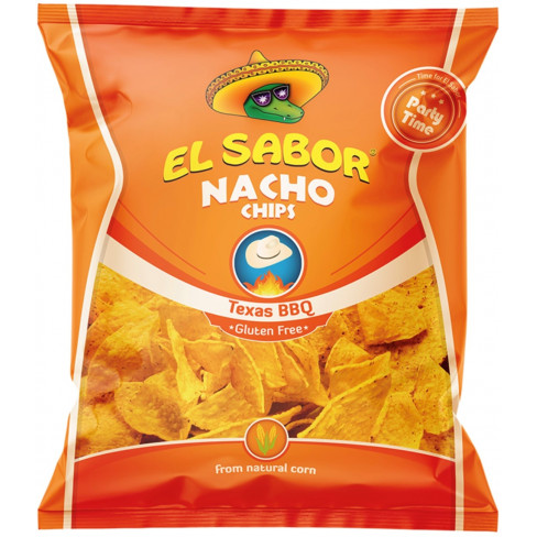 EL SABOR BIG NACHO CHIPS GLUTÉNMENTES TEXAS BBQ 225 G