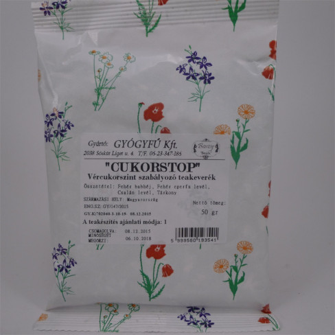 Vásároljon Gyógyfű cukorstop vércukorszint szabályozó teakeverék 50g terméket - 697 Ft-ért