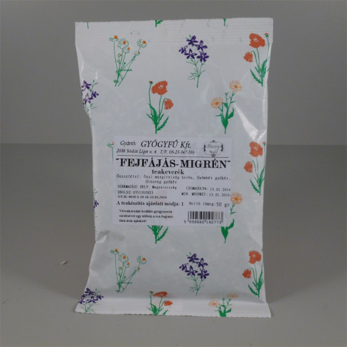 Vásároljon Gyógyfű fejfájás-migrén teakeverék 50g terméket - 697 Ft-ért