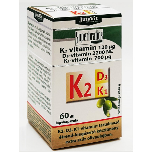 Vásároljon Jutavit k2-vitamin 120 d3-vitamin 2200ne k1-vitamin 700 60db terméket - 3.041 Ft-ért