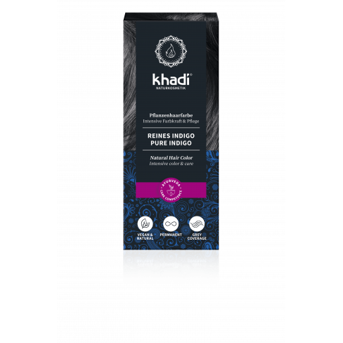 Vásároljon Khadi hajfesték por kékesfekete-indigó 100g terméket - 3.829 Ft-ért