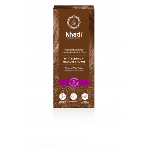 Vásároljon Khadi bio hajfesték por középbarna 100 g terméket - 3.829 Ft-ért