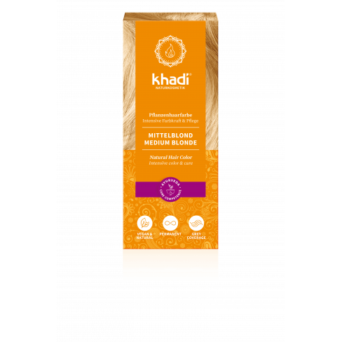 Vásároljon Khadi hajfesték por középszőke 100% 100g terméket - 3.829 Ft-ért