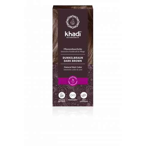Vásároljon Khadi hajfesték por sötétbarna 100g terméket - 3.977 Ft-ért