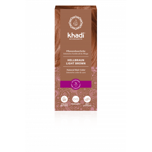 Vásároljon Khadi hajfesték por világosbarna 100g terméket - 3.977 Ft-ért