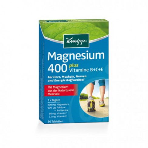 Vásároljon Kneipp magnézium 400 plusz b+c+e vitaminokkal és folsavval 30db terméket - 1.838 Ft-ért