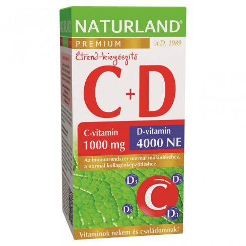 Vásároljon Naturland 1000mg c-vitamin+4000ne d-vitamin tabletta 40db terméket - 2.149 Ft-ért