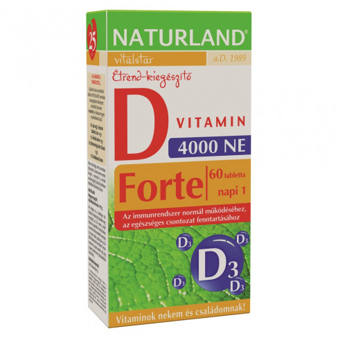 Vásároljon Naturland d-vitamin forte tabletta 60db terméket - 1.707 Ft-ért