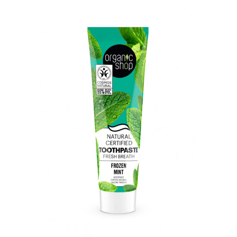 ORGANIC SHOP BIO “FROZEN MINT “ MINŐSÍTETT FEHÉRÍTŐ FOGKRÉM MENTÁVAL ÉS SZÉNNEL 100 G