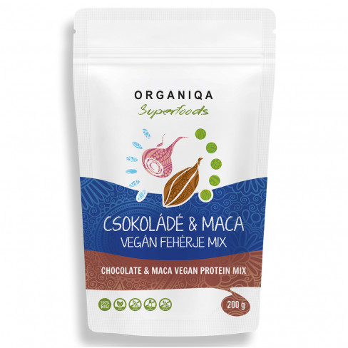 Vásároljon Organiqa 100% bio vegán fehérje mix csokoládé-maca 200g terméket - 1.906 Ft-ért