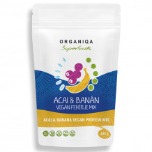 Organiqa bio acai-banán vegán fehérje 400g