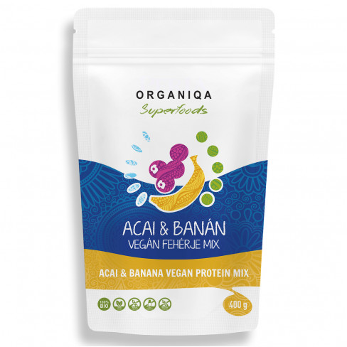 Vásároljon Organiqa bio acai-banán vegán fehérje 400g terméket - 3.831 Ft-ért