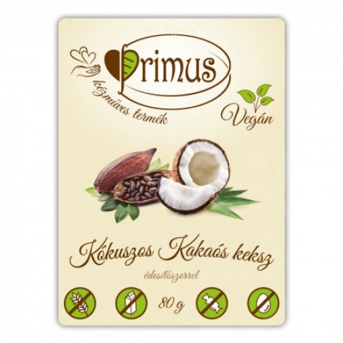 Vásároljon Primus vegán kókuszos-kakaós keksz 80g terméket - 993 Ft-ért