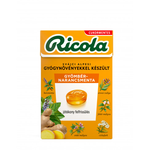 RICOLA CUKORKA GYÖMBÉR-NARANCSMENTA 40 G