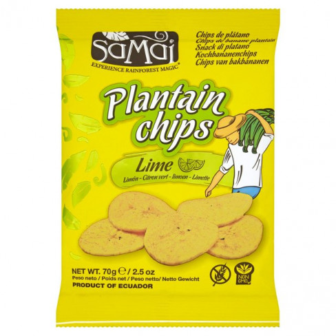 Vásároljon Samai plantain chips lime 70g terméket - 370 Ft-ért