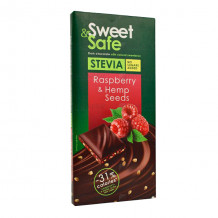 Sweet&safe étcsoki málnával,kenderrel,steviával 90g