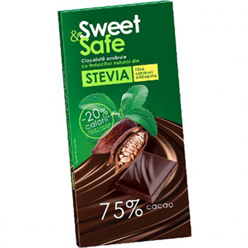Vásároljon Sweet&safe táblás étcsoki steviával 90g terméket - 898 Ft-ért