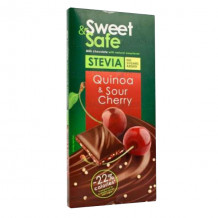 Sweet&safe táblás tejcsoki meggyel,quinoaval, steviával 90g