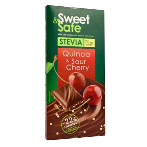 Vásároljon Sweet&safe táblás tejcsoki meggyel,quinoaval, steviával 90g terméket - 898 Ft-ért
