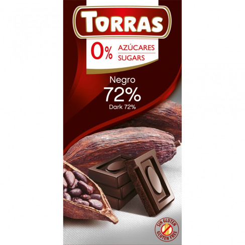 Vásároljon Torras hozzáadott cukor nélkül étcsokoládé 72% 75g terméket - 552 Ft-ért