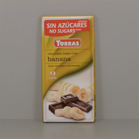Vásároljon Torras gluténmentes étcsokoládé banán cukor nélkül 75g terméket - 552 Ft-ért