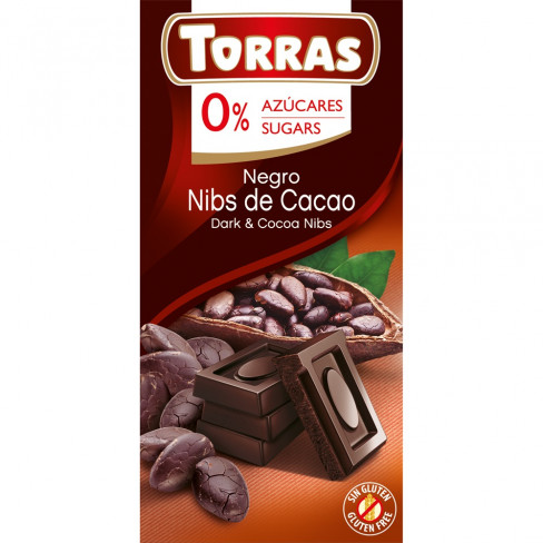 Vásároljon Torras gluténmentes étcsokoládé kakaóbabtörettel hozzáadott 75 g terméket - 552 Ft-ért
