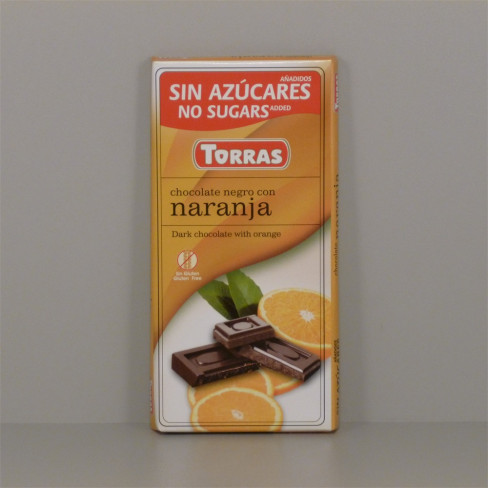 Vásároljon Torras gluténmentes étcsokoládé narancs cukor nélkül 75g terméket - 552 Ft-ért