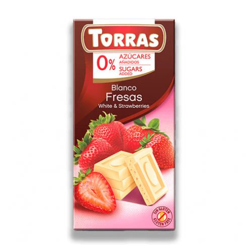 Vásároljon Torras glutén-és cukormentes fehércsokoládé eper 75g terméket - 552 Ft-ért