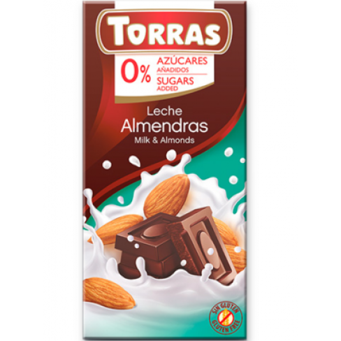 Vásároljon Torras glutén-és cukormentes tejcsokoládé mandula 75g terméket - 552 Ft-ért