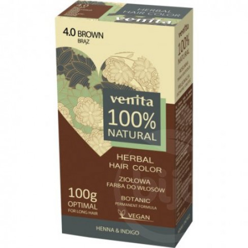 Vásároljon Venita 100% natural gyógynövényes hajfesték 4.0 barna 100 g terméket - 1.159 Ft-ért