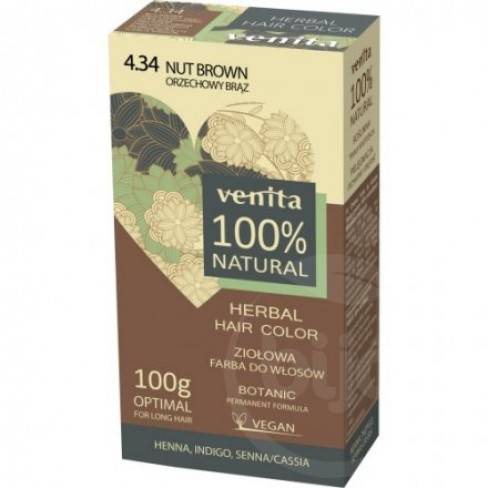 Vásároljon Venita 100% natural gyógynövényes hajfesték 4.34 geszt.barna 100 g terméket - 1.159 Ft-ért