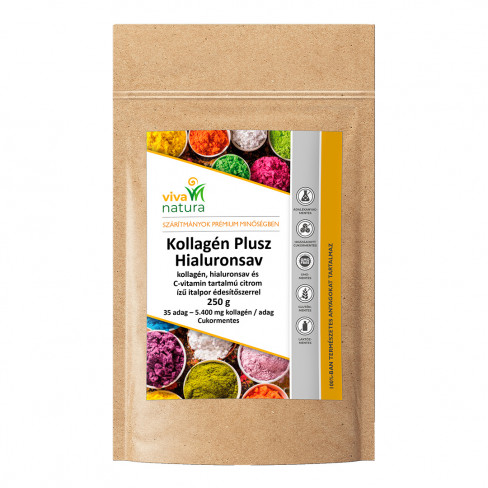 VIVA NATURA KOLLAGÉN PLUSZ HIALURONSAV CITROM ÍZŰ ITALPOR ÉDESÍTŐSZERREL 250 G