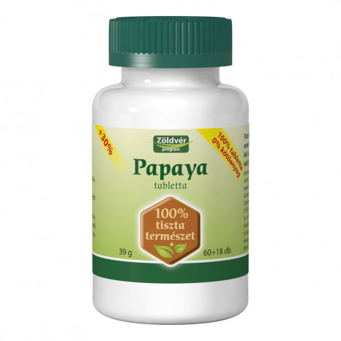 Vásároljon Zöldvér papaya tabletta 100% 60+18db 78db terméket - 2.998 Ft-ért