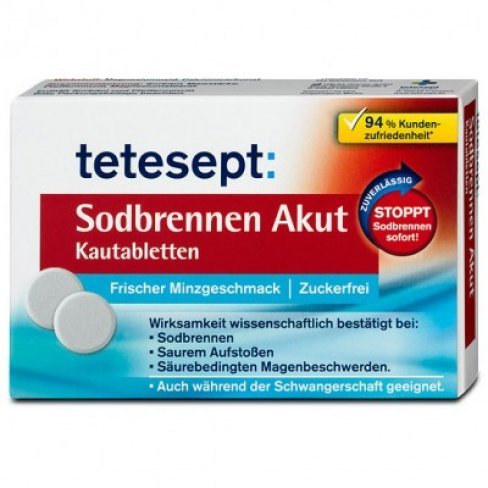 Vásároljon Tetesept gyomorégés elleni rágótabletta 20db terméket - 1.283 Ft-ért