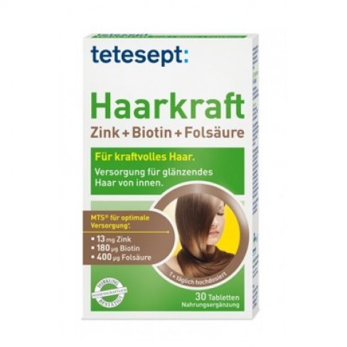 Vásároljon Tetesept haarkraft cink, biotin, folsav tabletta 30db terméket - 1.905 Ft-ért