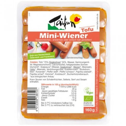 Vásároljon Taifun bio mini tofu bécsi virsli 160 g terméket - 1.541 Ft-ért