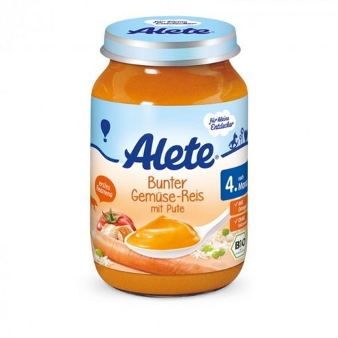 Vásároljon Alete bio pulyka-zöldséges rizs 220 g terméket - 459 Ft-ért