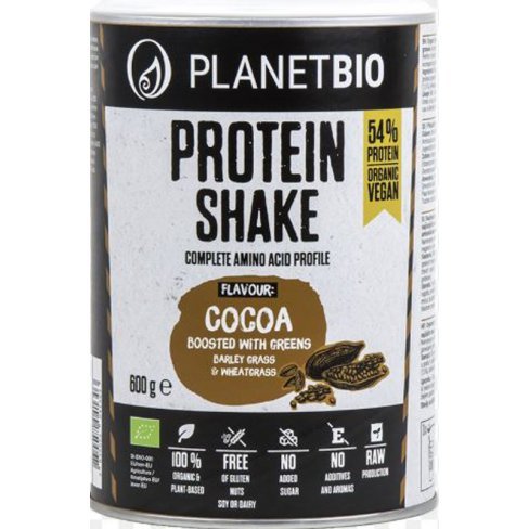 Vásároljon Planetbio bio kakaós fehérje shake búza- és árpafűvel 600g terméket - 9.008 Ft-ért