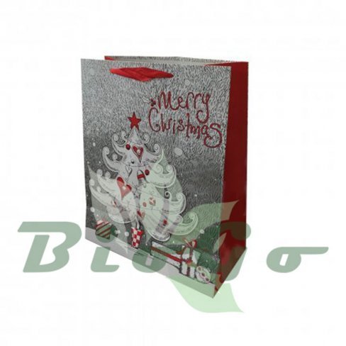 Vásároljon Qx ajándéktáska fehér-piros fenyőfa 26*32 cm 1db terméket - 436 Ft-ért