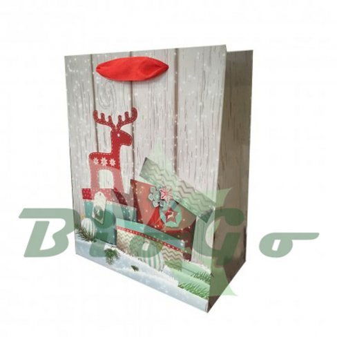 Vásároljon Qx ajándéktáska piros rénszarvas 18*23 cm 1db terméket - 292 Ft-ért