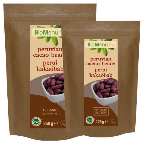 Vásároljon Biomenü bio perui kakaóbab 250 g terméket - 1.748 Ft-ért