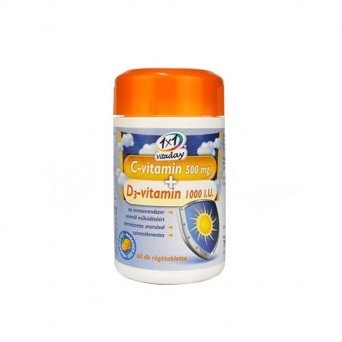 Vásároljon 1x1 vitaday c-vitamin 500 +d3-vitamin rágótabletta 60db terméket - 1.356 Ft-ért