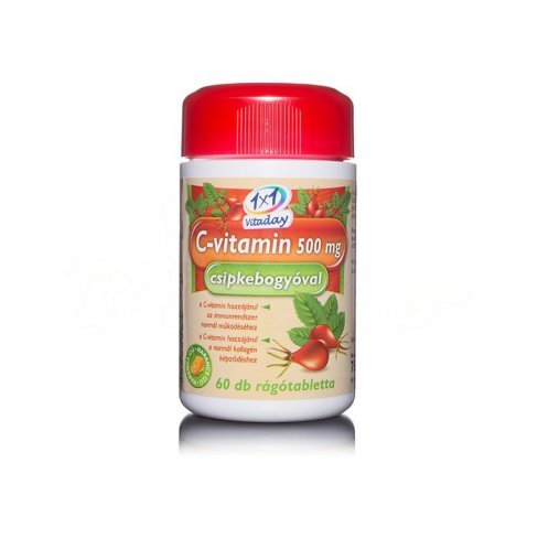 Vásároljon 1x1 vitaday c-vitamin 500 rágótabletta csipkebogyóval 60db terméket - 1.386 Ft-ért